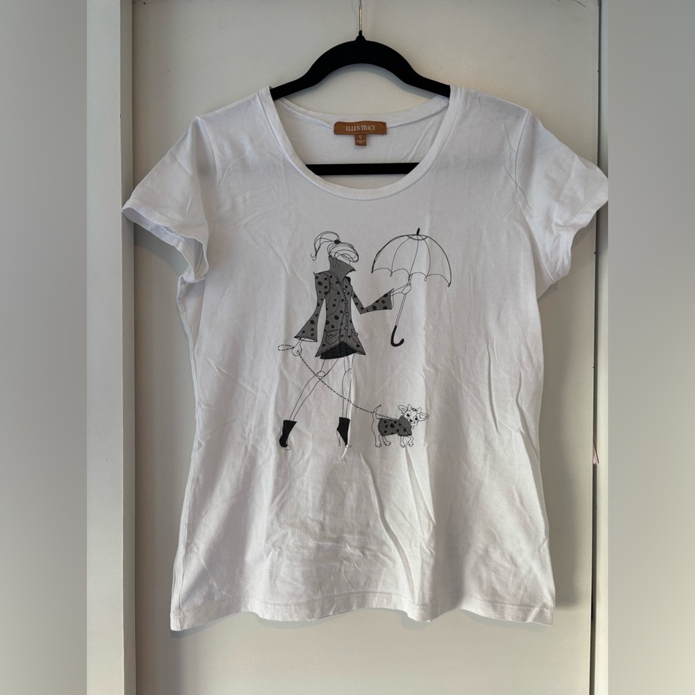 Ellen Tracy White Graphic Tee
